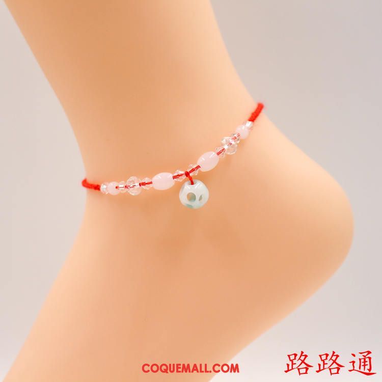 Bracelet De Cheville Femme Naturel Folk-custom All-match, Bracelet De Cheville Rouge Simple