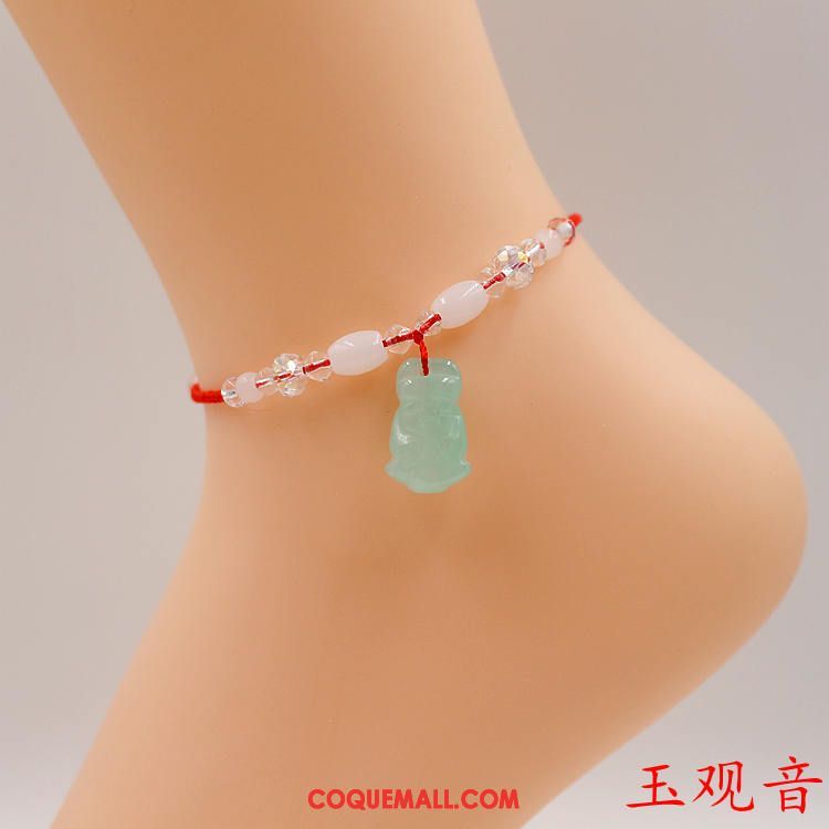 Bracelet De Cheville Femme Naturel Folk-custom All-match, Bracelet De Cheville Rouge Simple