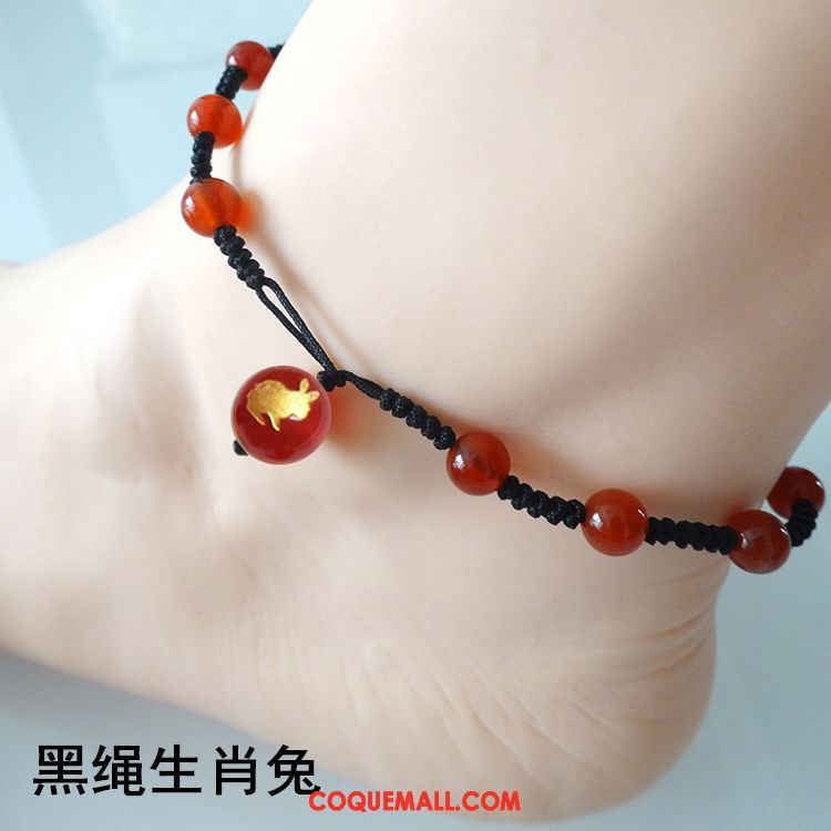 Bracelet De Cheville Femme Pure Manuel Homme, Bracelet De Cheville Tissage Rouge