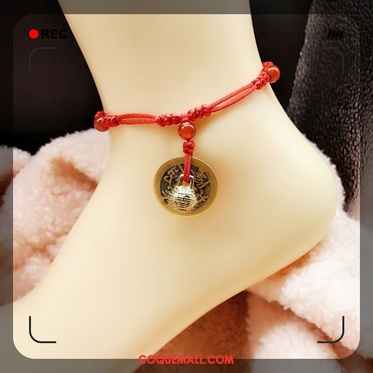 Bracelet De Cheville Femme Rouge Homme Tissage, Bracelet De Cheville Accessoires Noir