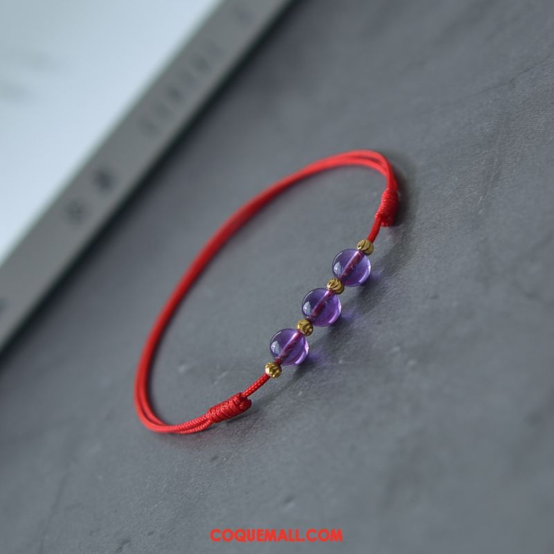 Bracelet De Cheville Femme Rouge Petit Cristal, Bracelet De Cheville Violet Folk-custom