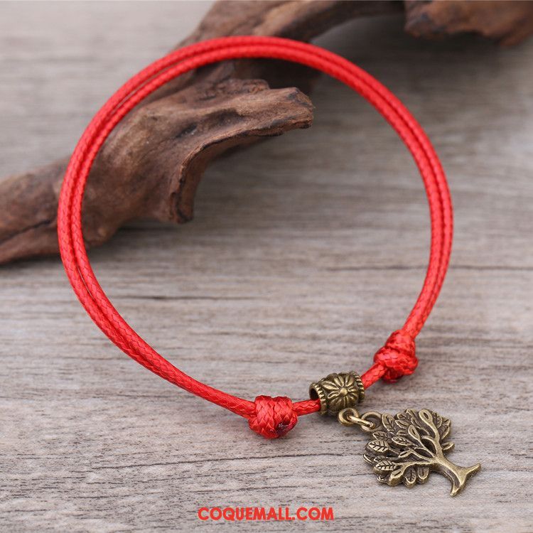 Bracelet De Cheville Femme Rétro Rouge Simple, Bracelet De Cheville Homme Bracelet