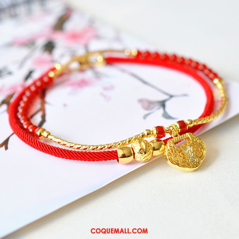 Bracelet De Cheville Femme Sexy Été Rose, Bracelet De Cheville Tempérament Rouge Gold