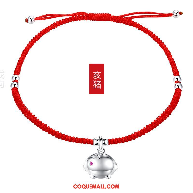 Bracelet De Cheville Femme Simple Manuel Tissage, Bracelet De Cheville Pure Rouge