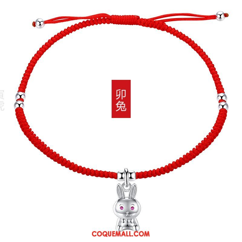 Bracelet De Cheville Femme Simple Manuel Tissage, Bracelet De Cheville Pure Rouge