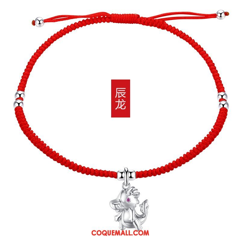 Bracelet De Cheville Femme Simple Manuel Tissage, Bracelet De Cheville Pure Rouge