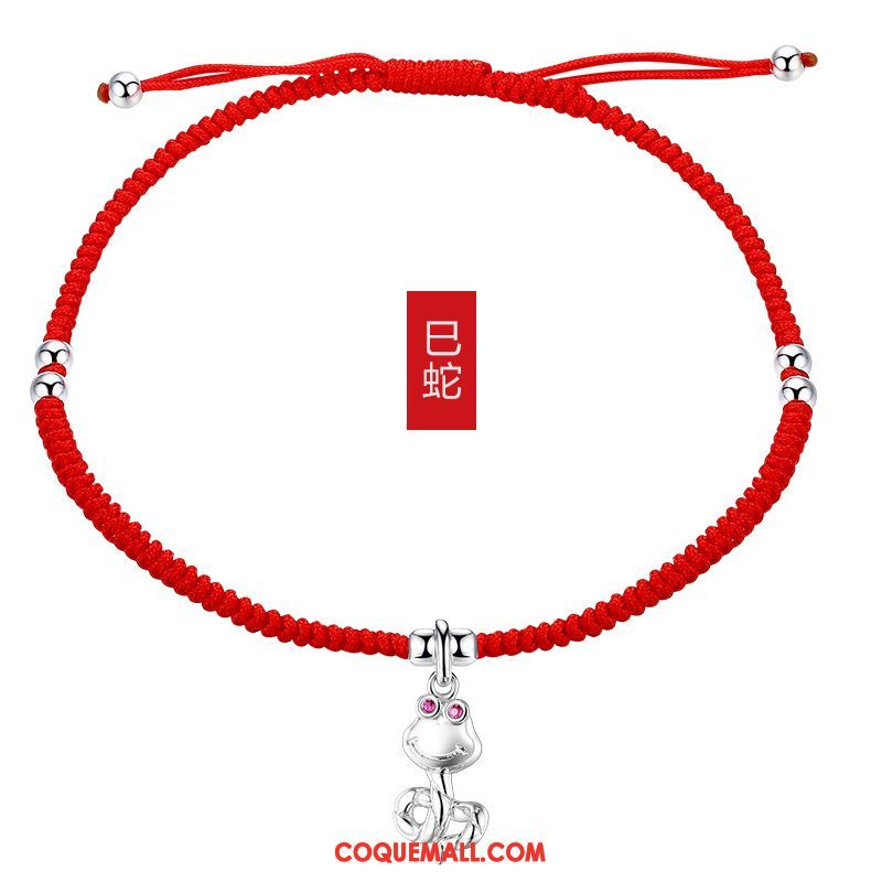 Bracelet De Cheville Femme Simple Manuel Tissage, Bracelet De Cheville Pure Rouge