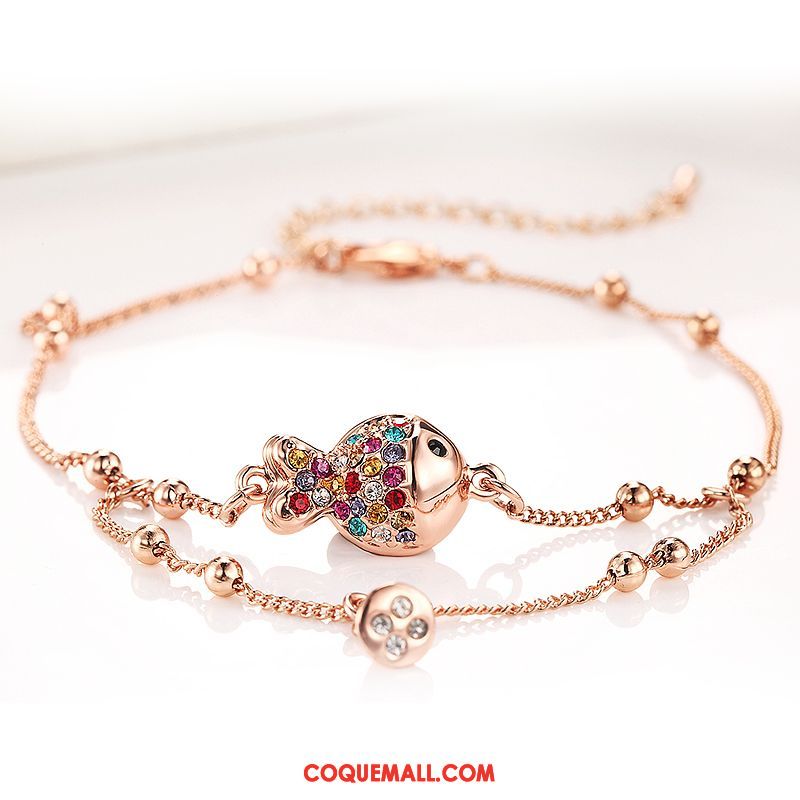 Bracelet De Cheville Femme Tassel Frais Couleur, Bracelet De Cheville Rose Rétro Gold