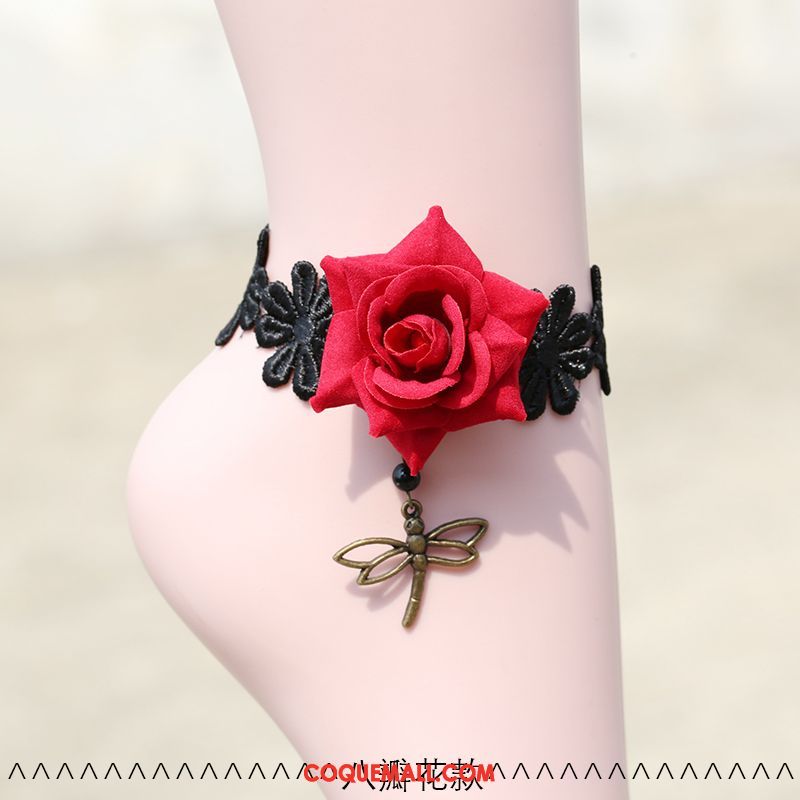 Bracelet De Cheville Femme Élégant Rose Fleurs, Bracelet De Cheville Dentelle Accessoires