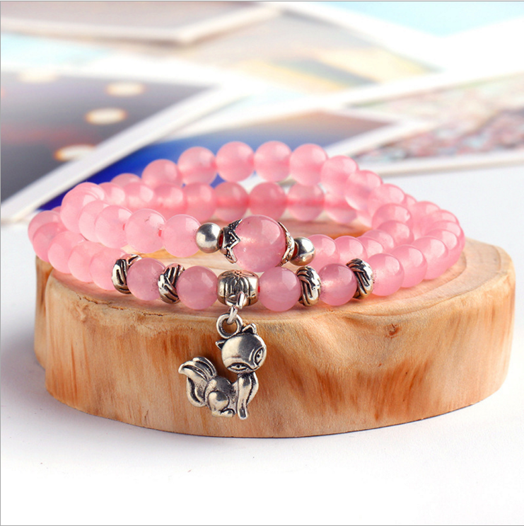 Bracelets Femme Cristal Simple Naturel, Bracelets Multicouche Argenté