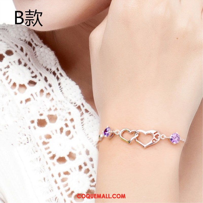 Bracelets Femme Cœur En Forme De Coeur Personnalité, Bracelets Argenté All-match