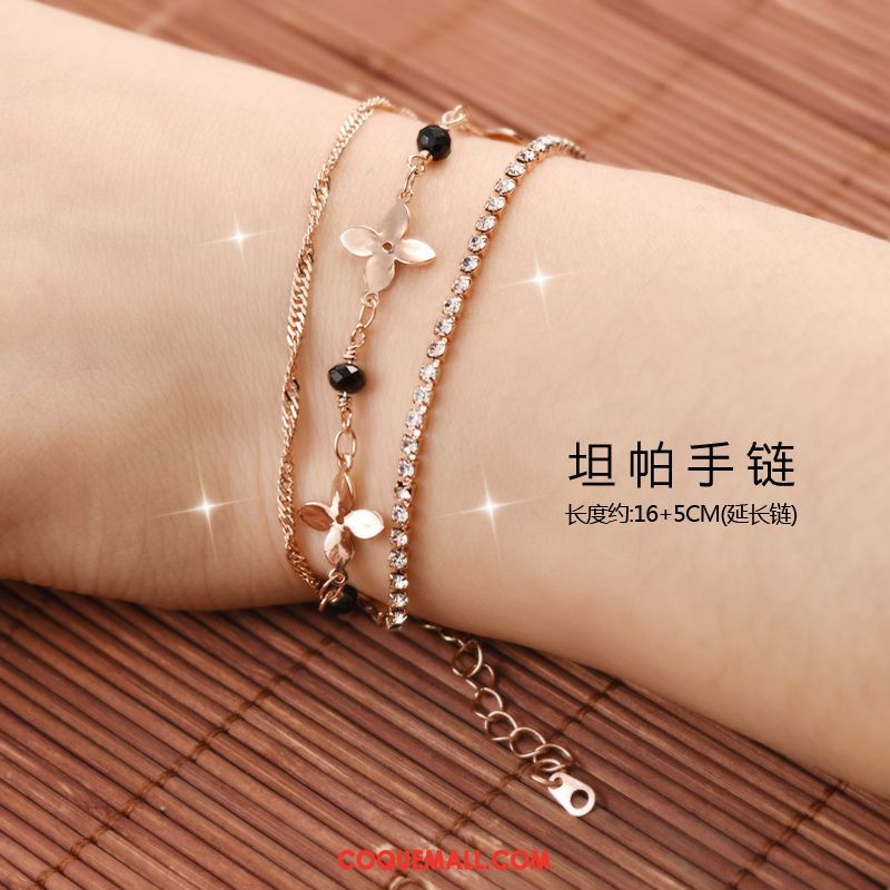 Bracelets Femme Mode Papillon All-match, Bracelets Cristal Rose Gold