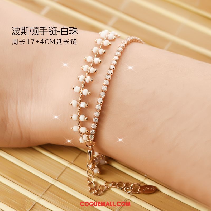 Bracelets Femme Mode Papillon All-match, Bracelets Cristal Rose Gold