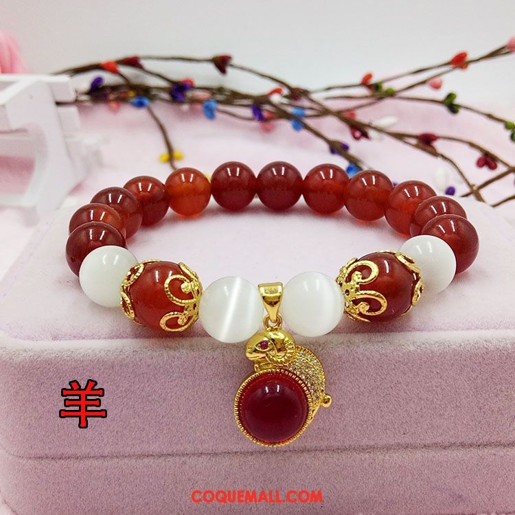 Bracelets Femme Pendentif Rouge Naturel, Bracelets Bracelet Gold Sandfarben