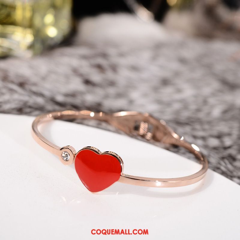 Bracelets Femme Rouge Cœur Jaune, Bracelets Couleur Rose Gold