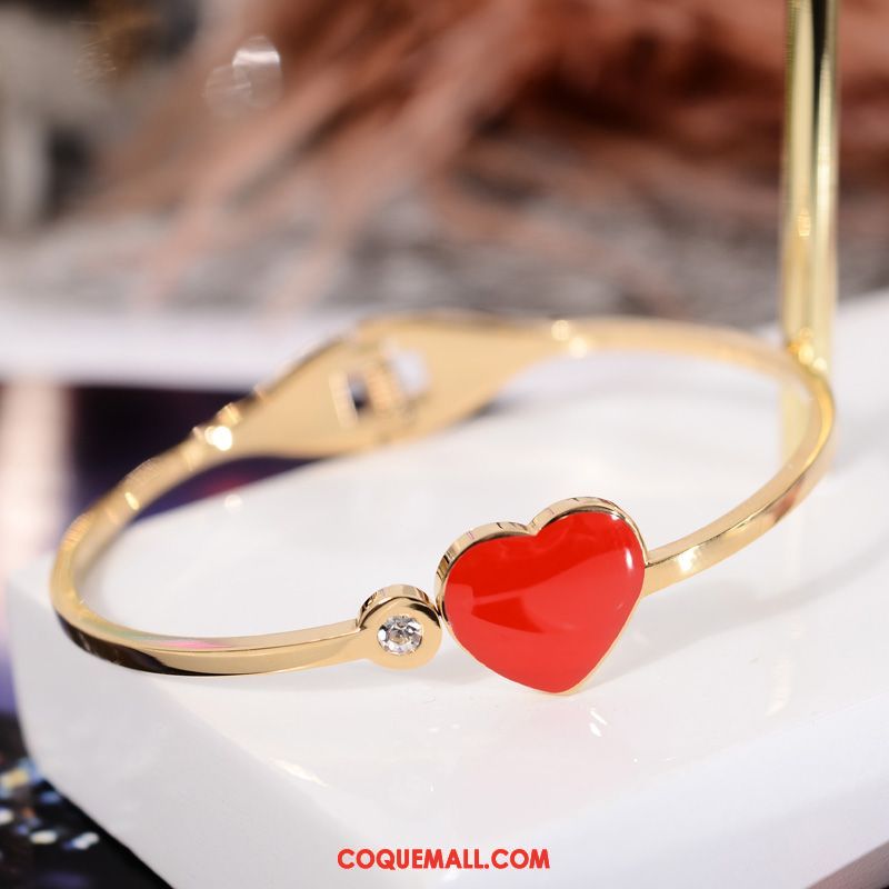 Bracelets Femme Rouge Cœur Jaune, Bracelets Couleur Rose Gold