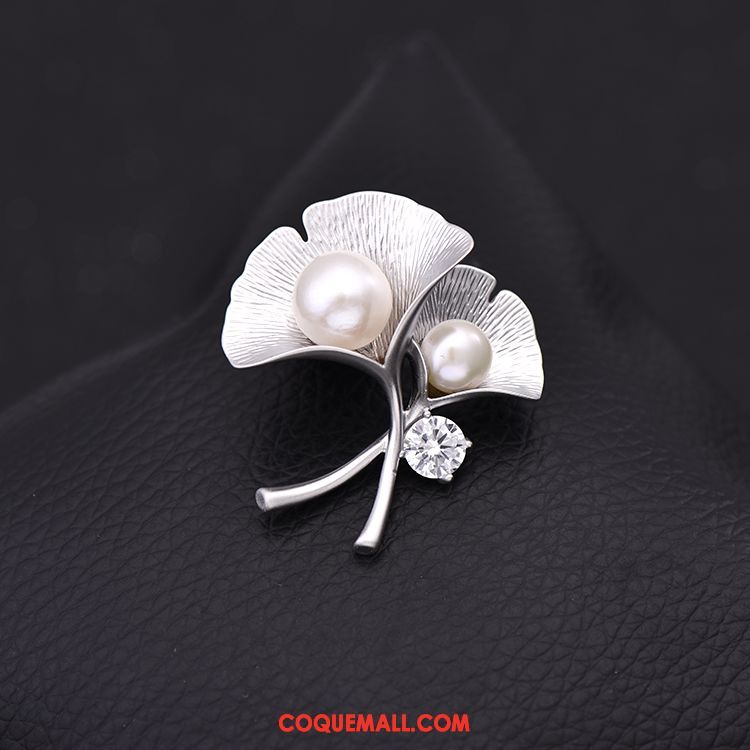 Broche Femme Argenté Corsage Perle, Broche Manteau Naturel Beige Farbe