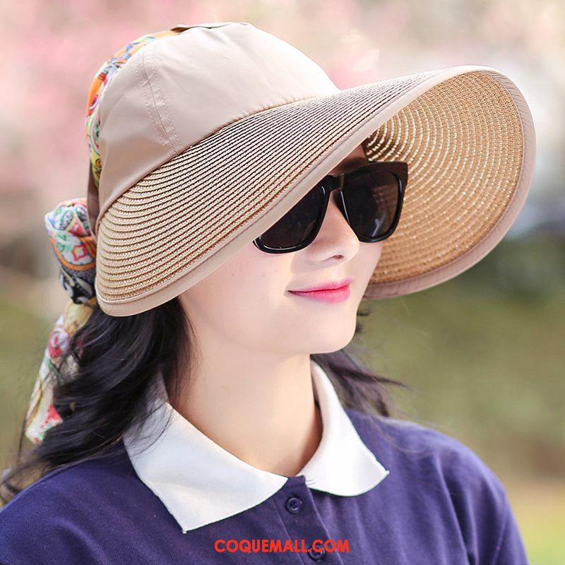 Casquette Chapeau Femme Anti-uv Chapeau De Paille De Plein Air, Casquette Chapeau Été Chapeau De Soleil