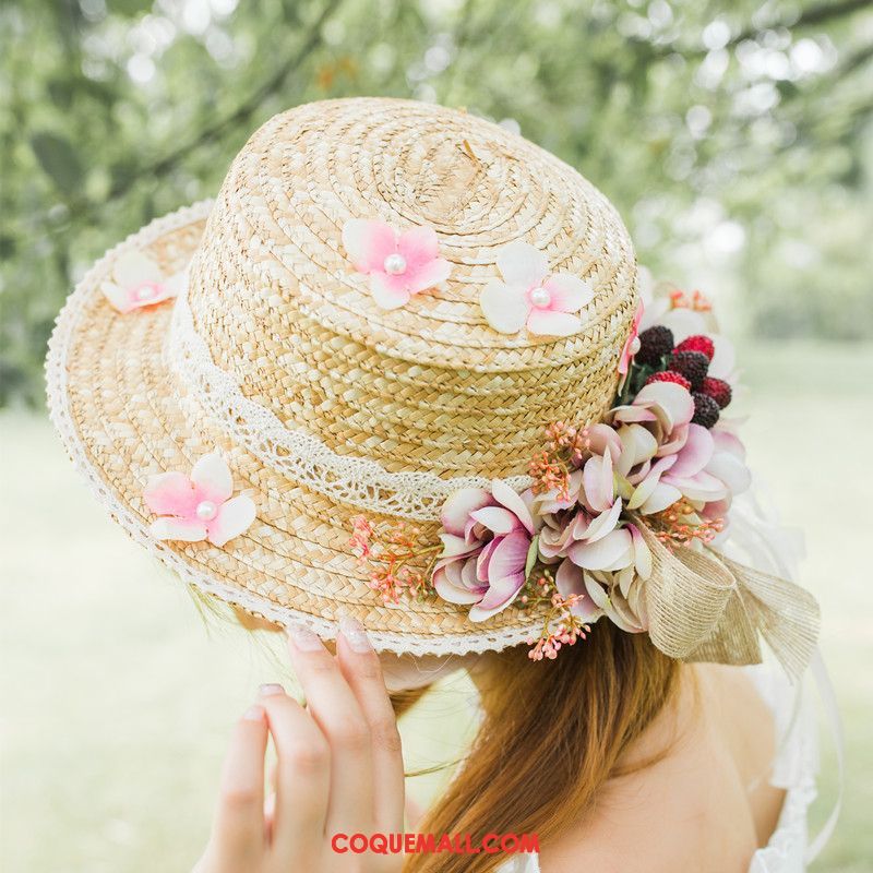 Casquette Chapeau Femme Blanc Art Vacances, Casquette Chapeau Été Frais Beige