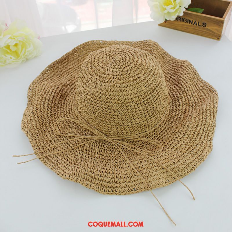 Casquette Chapeau Femme Gros Chapeau De Paille Tendance, Casquette Chapeau Bord De Mer Été