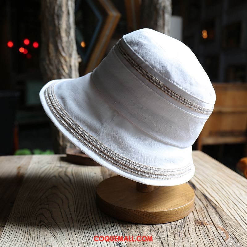 Casquette Chapeau Femme Lumière Lin Voyage, Casquette Chapeau Petit Blanc