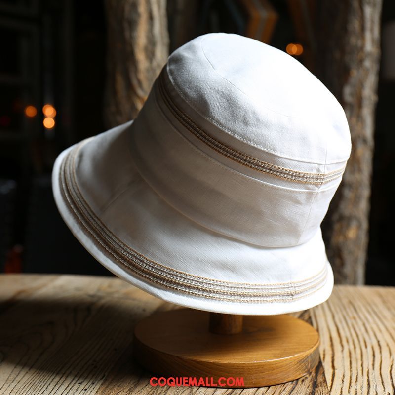 Casquette Chapeau Femme Lumière Lin Voyage, Casquette Chapeau Petit Blanc