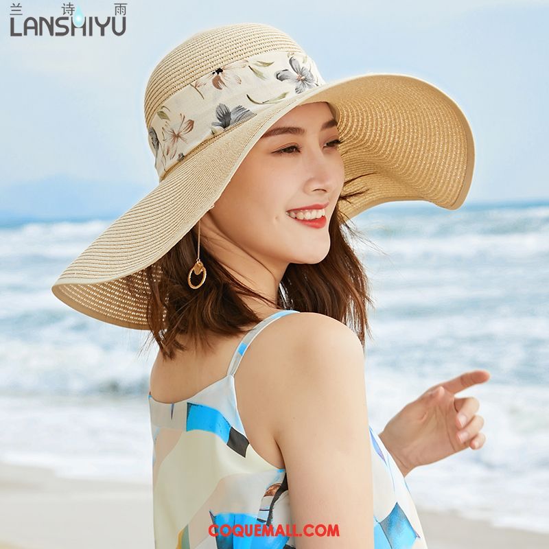 Casquette Chapeau Femme Plage Chapeau De Paille Plier, Casquette Chapeau Vacances All-match Hell