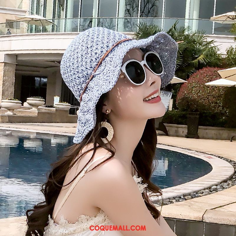 Casquette Chapeau Femme Vacances Tissage Été, Casquette Chapeau Plier Crème Solaire