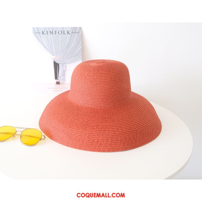 Casquette Chapeau Femme Été Bord De Mer Crème Solaire, Casquette Chapeau Rouge Vacances Orange Dunkel