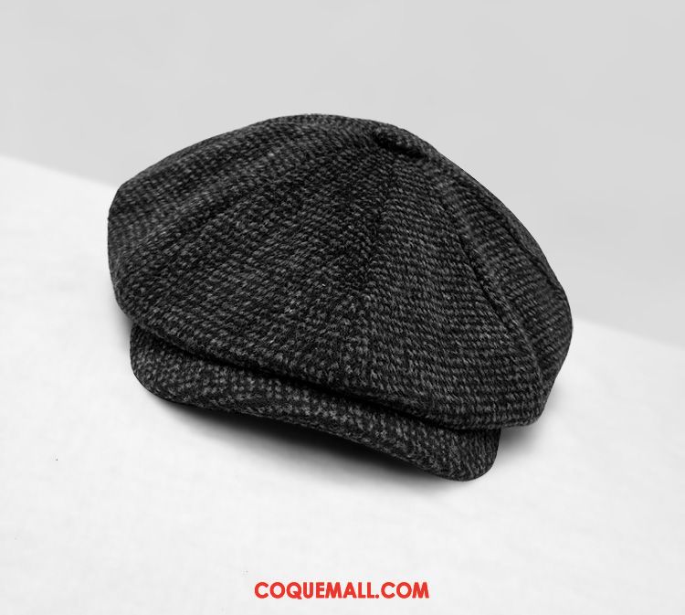 Casquette Chapeau Homme Noir Britanique Rétro, Casquette Chapeau Gris Anis Étoilé Hell