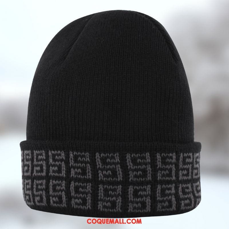 Casquette Chapeau Homme Noir Hiver Plus Épais, Casquette Chapeau Chapeau Bonnet De Laine