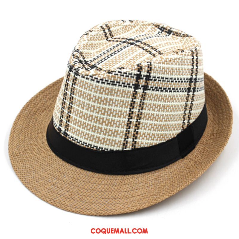 Casquette Chapeau Homme Ombre Britanique Été, Casquette Chapeau Chapeau Chapeau De Paille Khaki