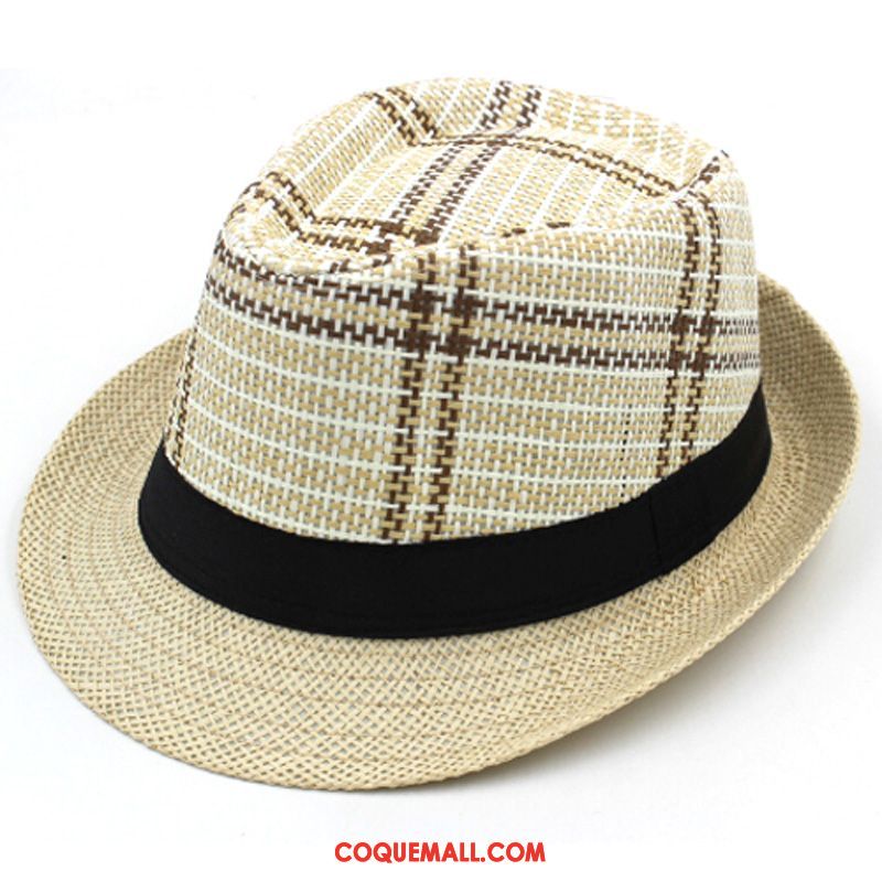 Casquette Chapeau Homme Ombre Britanique Été, Casquette Chapeau Chapeau Chapeau De Paille Khaki