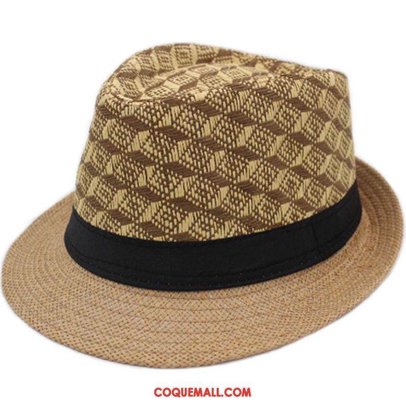 Casquette Chapeau Homme Ombre Britanique Été, Casquette Chapeau Chapeau Chapeau De Paille Khaki