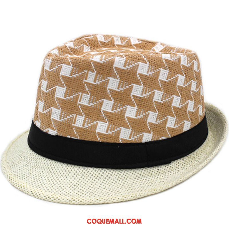 Casquette Chapeau Homme Ombre Britanique Été, Casquette Chapeau Chapeau Chapeau De Paille Khaki