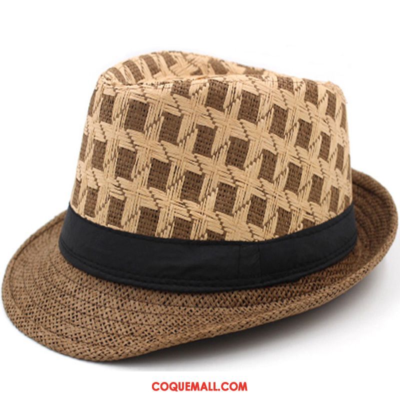 Casquette Chapeau Homme Ombre Britanique Été, Casquette Chapeau Chapeau Chapeau De Paille Khaki