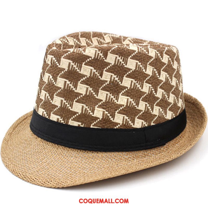 Casquette Chapeau Homme Ombre Britanique Été, Casquette Chapeau Chapeau Chapeau De Paille Khaki