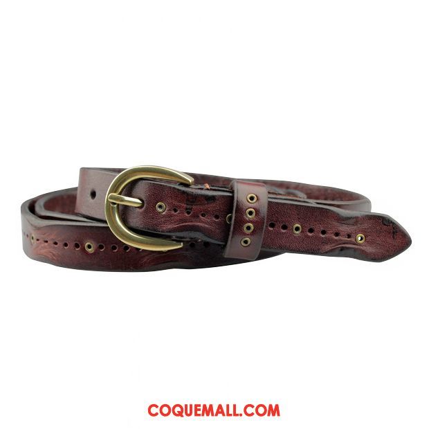 Ceinture Femme All-match Bien Rétro, Ceinture Mode Cuir De Vache Braun