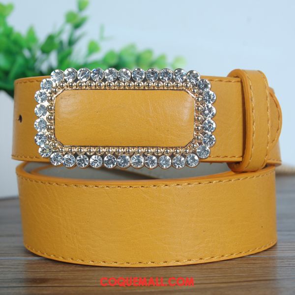 Ceinture Femme All-match Cristal Jaune, Ceinture Décoration Jeans