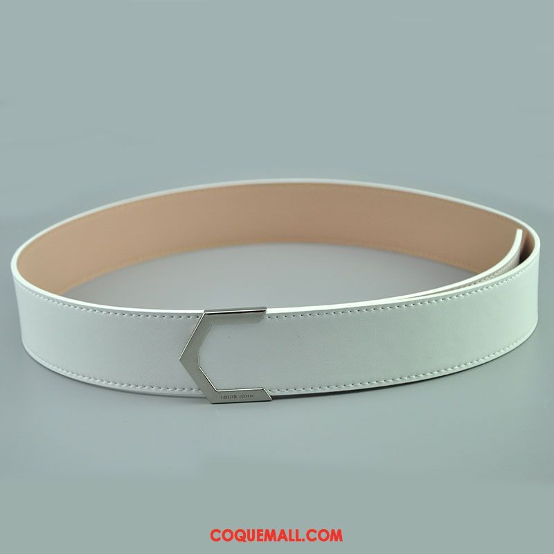 Ceinture Femme All-match Cuir Véritable Noir, Ceinture Noir Et Blanc Mode