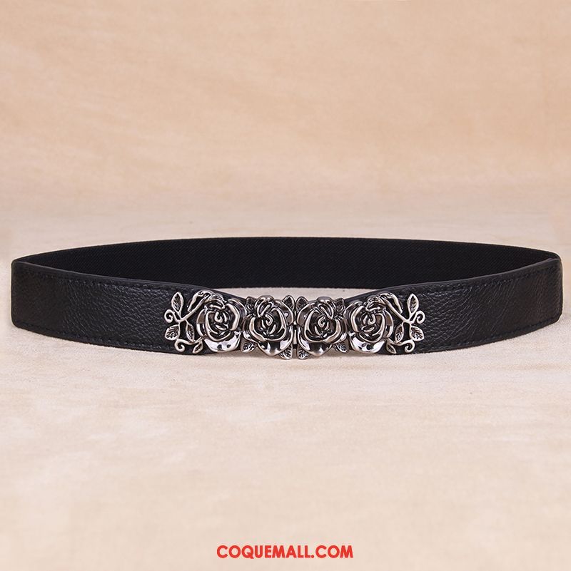 Ceinture Femme All-match Fleur Rétro, Ceinture Élastique Élasticité Kamelfarbe