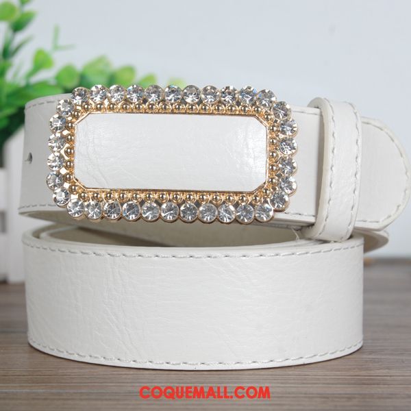 Ceinture Femme All-match Pierres De Strass Décoration, Ceinture Modèles Féminins Rouge