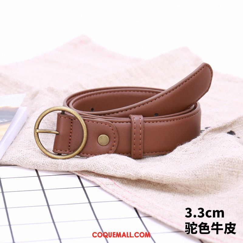 Ceinture Femme All-match Étudiant Denim, Ceinture Cuir De Vache Mode