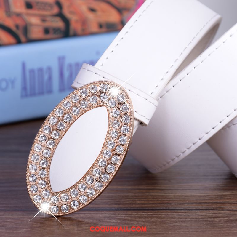 Ceinture Femme Blanc Loisir Pierres De Strass, Ceinture Jaune All-match