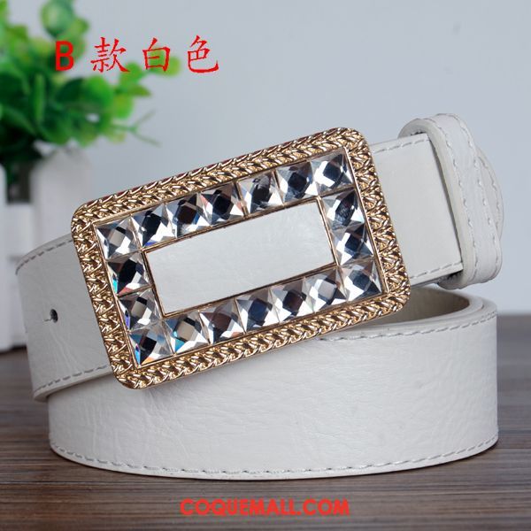 Ceinture Femme Blanc Loisir Pierres De Strass, Ceinture Jaune All-match