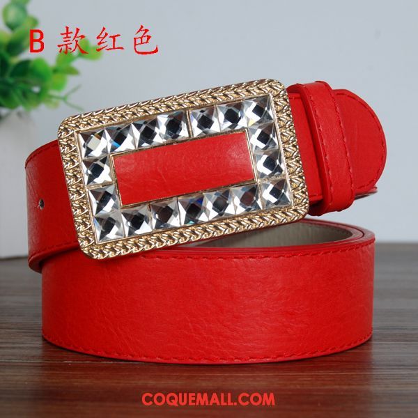 Ceinture Femme Blanc Loisir Pierres De Strass, Ceinture Jaune All-match