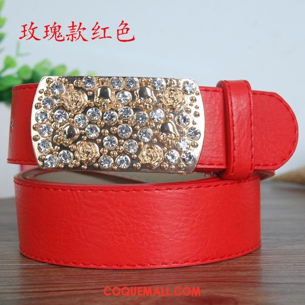 Ceinture Femme Blanc Loisir Pierres De Strass, Ceinture Jaune All-match