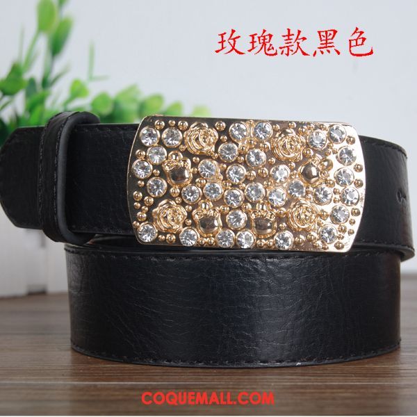 Ceinture Femme Blanc Loisir Pierres De Strass, Ceinture Jaune All-match