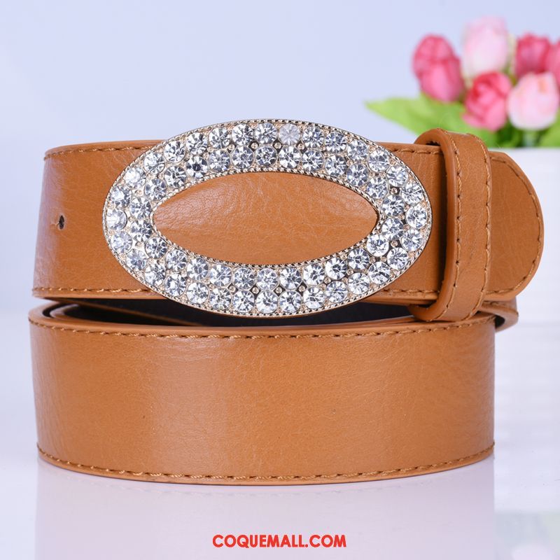 Ceinture Femme Blanc Loisir Pierres De Strass, Ceinture Jaune All-match