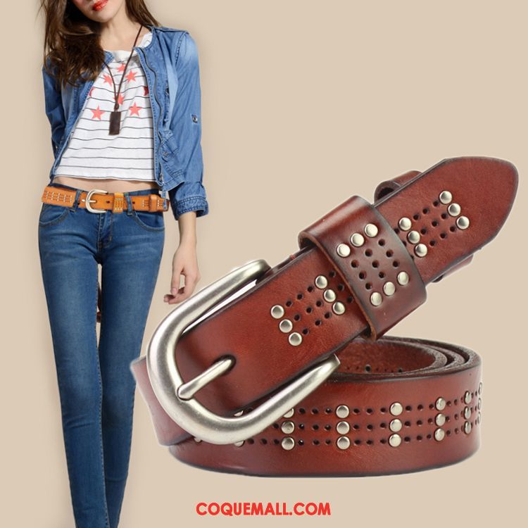 Ceinture Femme Couche De Tête Rouge Le Nouveau, Ceinture All-match Tendance